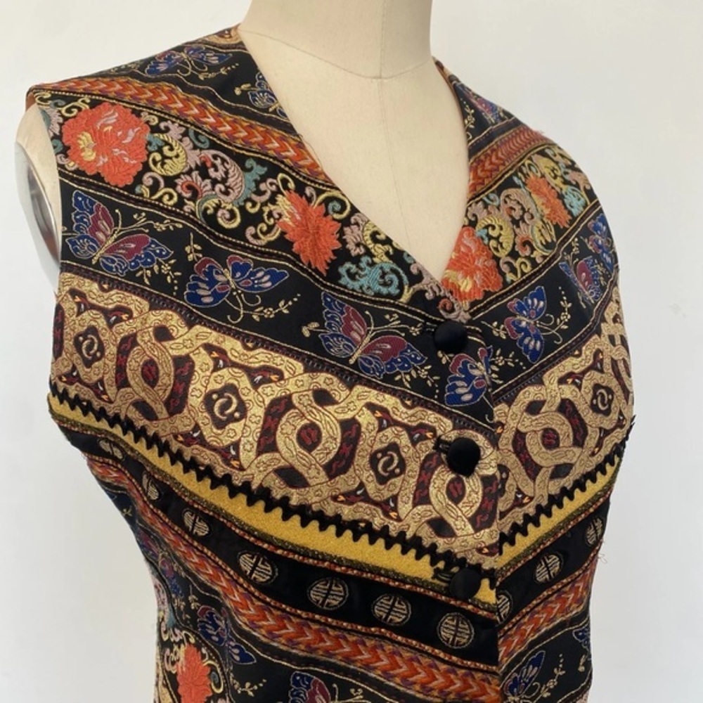 Jean Paul Gaultier Brocade Vest Vintage 80s Size 42 Rare Fringed Beaded S/S 1989 - Picture 3 of 9